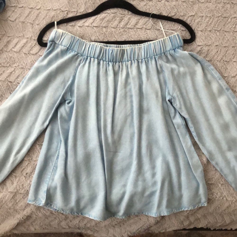Off the shoulder Chambray shirt